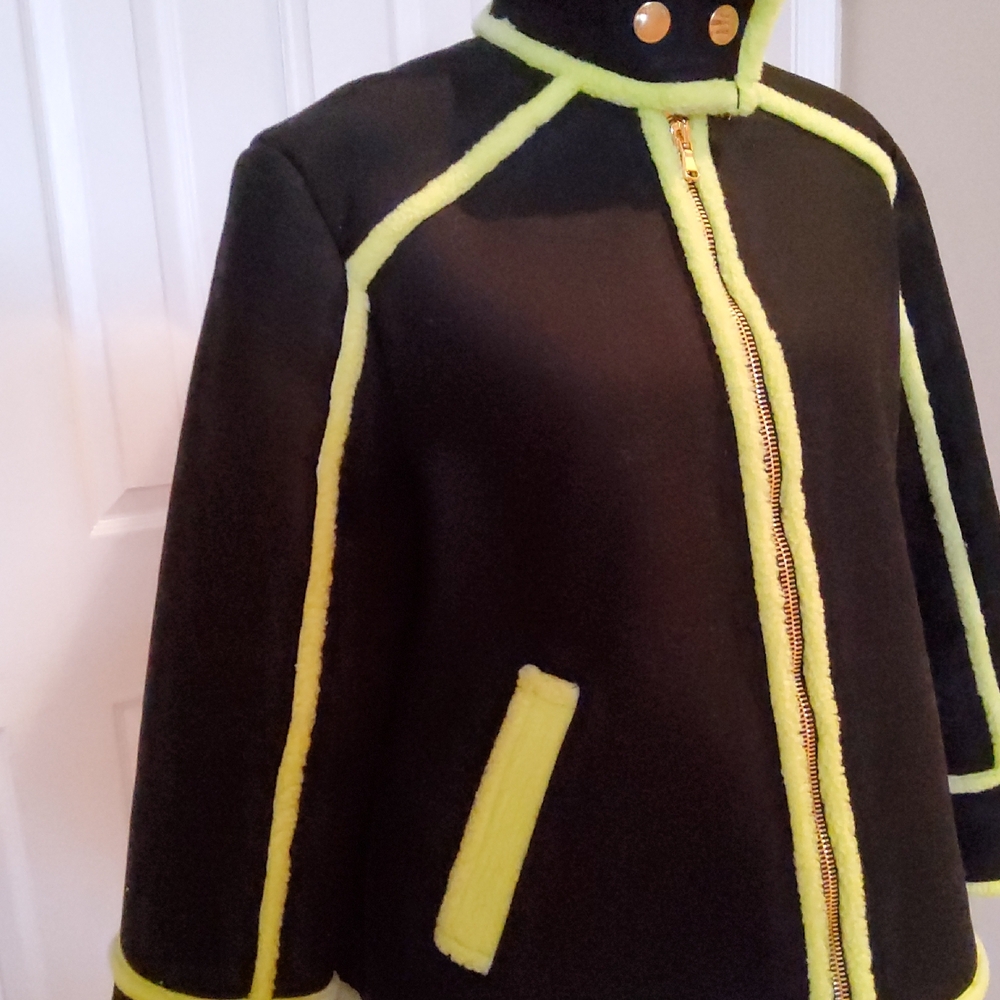 Moschino,Chic Black and Neon Yellow Jacket - Picture 3 of 6